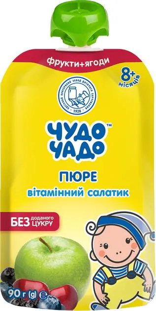 Пюре фруктове Чудо-Чадо Вітамінний салатик з 8 місяців, 90 г