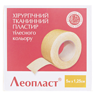 Пластырь медицинский Leoplast хирургический на тканевой основе, телесный 1,25 см х 5 м, 1 штука