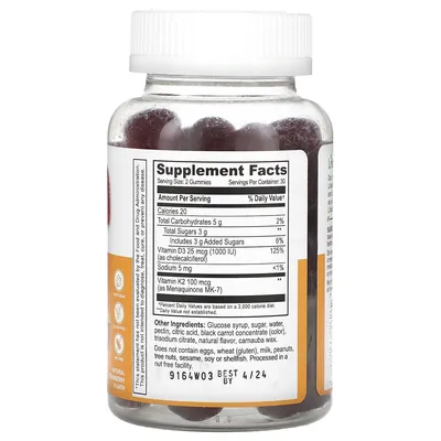 Вітаміни D3 + K2 Lifeable Vitamin D3+K2 1000 МЕ зі смаком натуральної полуниці, 60 жувальних мармеладок