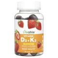 Вітаміни D3 + K2 Lifeable Vitamin D3+K2 1000 МЕ зі смаком натуральної полуниці, 60 жувальних мармеладок