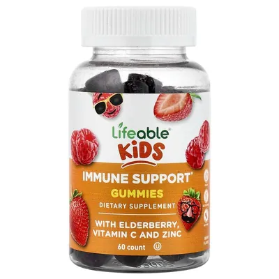 Підтримка імунітету Lifeable Kids Immune Support для дітей від 2+ років зі смаком ягід, 60 жувальних мармеладок