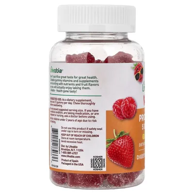 Пробіотики Lifeable Kids Probiotic Gummies для дітей 5 млрд шт. зі смаком натуральних ягід, 60 жувальних мармеладок