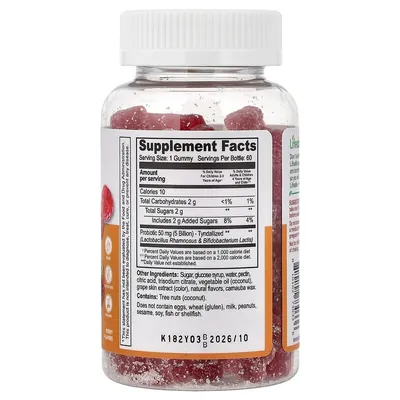 Пробіотики Lifeable Kids Probiotic Gummies для дітей 5 млрд шт. зі смаком натуральних ягід, 60 жувальних мармеладок