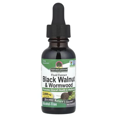Чорний горіх та полин Nature's Answer Black Walnut & Wormwood 2000 мг рідкий екстракт без спирту, 30 мл