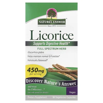 Солодки корінь Nature's Answer Licorice 450 мг вег. капсули №90