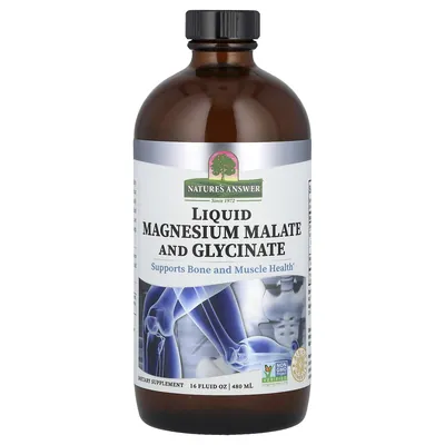 Магнію малат та гліцинат Nature's Answer Magnesium Malate and Glycinate 200 мг розчин з мандариновим смаком, 480 мл