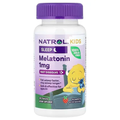 Мелатонін Natrol Melatonin Fast Dissolve для дітей від 4 років, смак полуниці, 30 таблеток