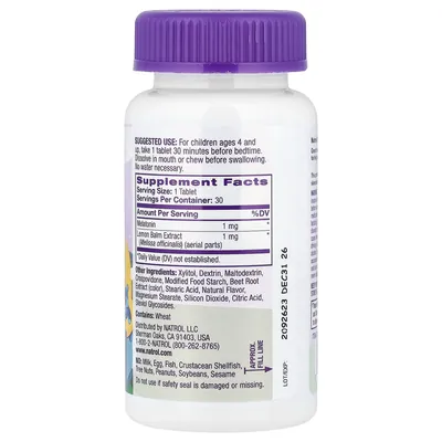Мелатонін Natrol Melatonin Fast Dissolve для дітей від 4 років, смак полуниці, 30 таблеток