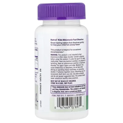 Мелатонін Natrol Melatonin Fast Dissolve для дітей від 4 років, смак полуниці, 30 таблеток