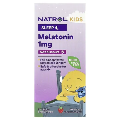 Мелатонін Natrol Melatonin Fast Dissolve для дітей від 4 років, смак полуниці, 30 таблеток
