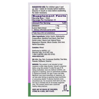 Мелатонін Natrol Melatonin Fast Dissolve для дітей від 4 років, смак полуниці, 30 таблеток