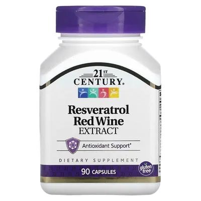 Ресвератрол Екстракт червоного вина 21st Century Resveratrol Red Wine Extract, 90 капсул