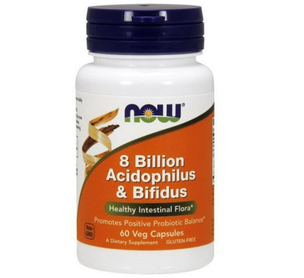Пробиотики NOW 8 Billion Acidophilus & Bifidus, 60 вегетарианских капсул