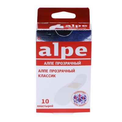 Пластир медичний Alpe Clear на нетканій основі, прозорий, класичний 76 мм х 19 мм, 10 штук