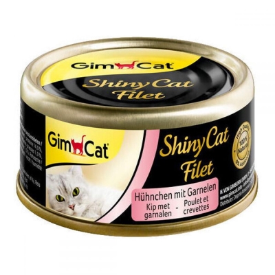 Корм влажный для кошек GimCat Shiny Cat Filet с курицей и креветками, 70 г