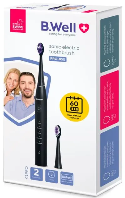 Електрична зубна щітка B.Well PRO-850 звукова, чорна