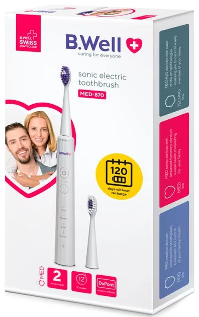 Електрична зубна щітка B.Well PRO-870 звукова, біла