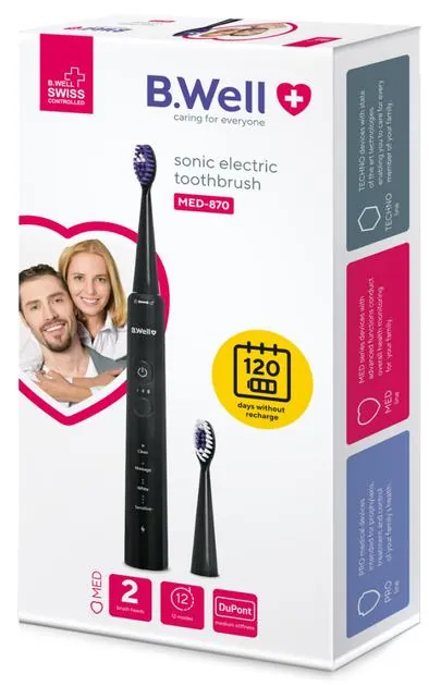 Електрична зубна щітка B.Well PRO-870 звукова, чорна