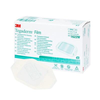 Повязка пленочная Tegaderm Film 1622W рамочного типа прозрачная, 4,4 см x 4,4 см