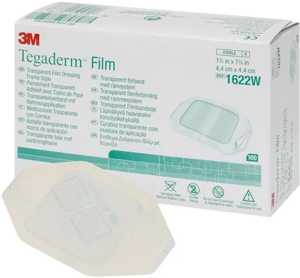 Пов’язка плівкова Tegaderm Film 1622W рамкового типу прозора, 4,4 см x 4,4 см, 1 штука