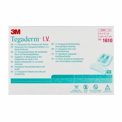 Пов'язка пластирна Tegaderm I.V. 1610 для фіксації катетерів, плівкова, з принтом, 5 см x 5,7 см