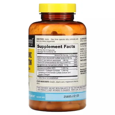 Глюкозамін, хондроїтин та вітамін D3 Mason Natural Glucosamine Chondroitin Plus Vitamin D3, 160 капсул