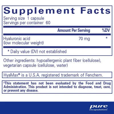 Гіалуронова кислота Pure Encapsulations Hyaluronic Acid 70 мг, 60 капсул