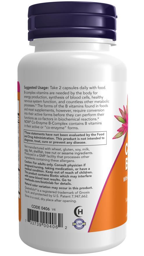Витамины группы В и Коэнзим NOW Co-Enzyme B-Complex, 60 капсул