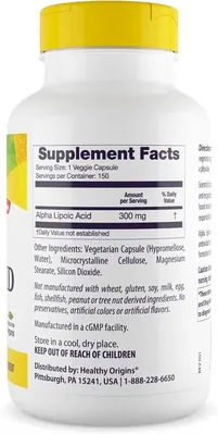 Альфа-ліпоєва кислота Healthy Origins Alpha Lipoic Acid 300 мг, 150 капсул