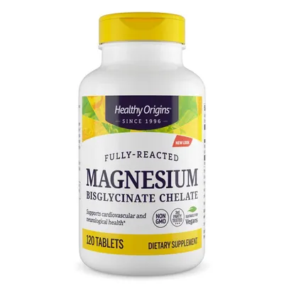 Магній бісгліцинат хелат Healthy Origins Magnesium Bisglycinate Chelate 200 мг, 120 таблеток