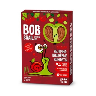 Цукерки Bob Snail Roll натуральні яблучно-вишневі, 60 г