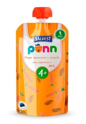 Пюре овощное Ponn Salvest органическое из моркови и картофеля, 100 г