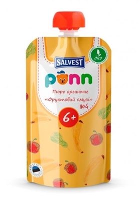Пюре фруктовое Ponn Salvest органическое Фруктовый смузи, 110 г