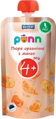 Пюре фруктове Ponn Salvest органічне Манго, 100 г