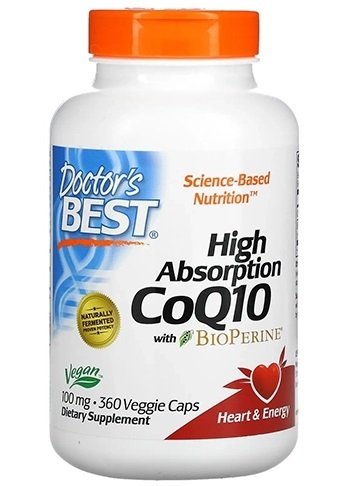 Коэнзим Q10 100 мг и биоперин Doctor's Best High Absorption CoQ10 with BioPerine, 360 вегетарианских капсул