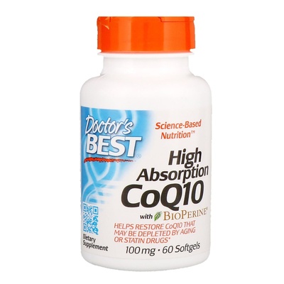 Коэнзим Q10 100 мг и биоперин Doctor's Best High Absorption CoQ10 with BioPerine, 60 капсул