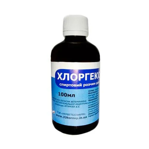 Хлоргексидин 0,5% (ДЛЯ ТВАРИН) спиртовий розчин, 100 мл
