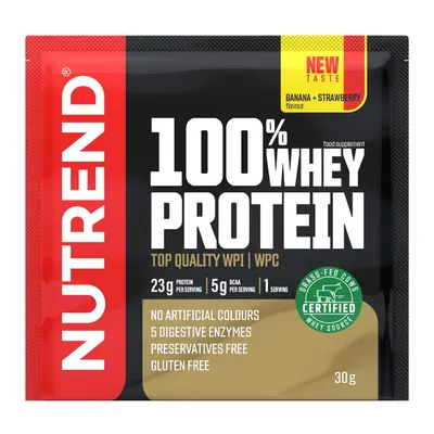 Протеїн сироватковий змішаний Nutrend 100% Whey Protein банан-полуниця, 30 г