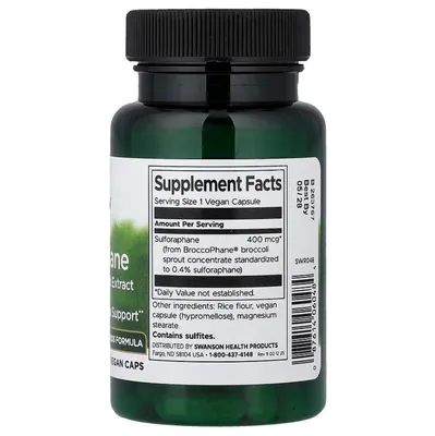Сульфорафан Swanson Sulforaphane з екстракту паростків броколі 400 мкг вег. капсули №60