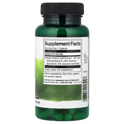 Гінкго білоба Swanson Ginkgo Biloba Extract 60 мг, 120 капсул