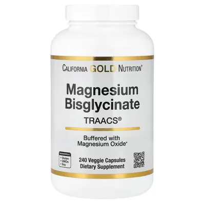 Магній бісгліцинат California Gold Nutrition Magnesium Bisglycinate 100 мг вег. капсули №240