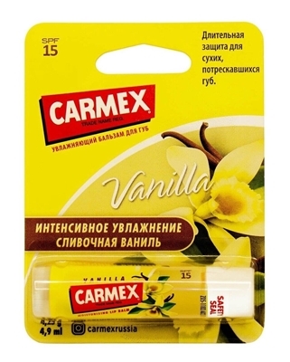 Бальзам для губ Carmex SPF15 со вкусом Ванили, 4,25 г стик