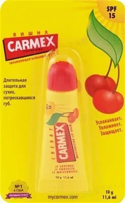 Бальзам для губ Carmex SPF15 зі смаком Вишні, 10 г тюбик