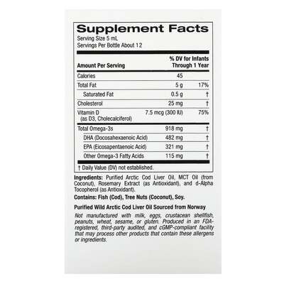 DHA для детей омега-3 с витамином D3 California Gold Nutrition Baby's DHA 1050 мг, 59 мл