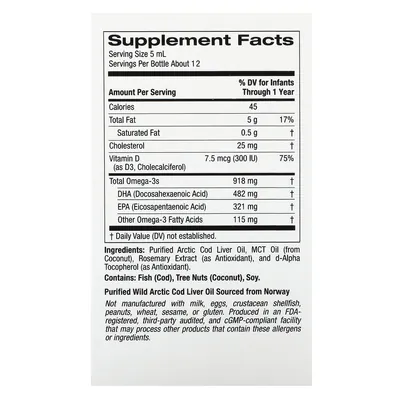 Докозагексаєнова кислота для дітей California Gold Nutrition Baby DHA Omega-3s with Vitamin D3, 59 мл