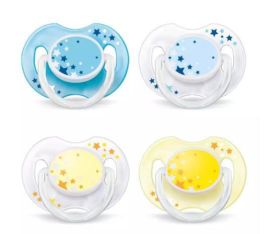 Пустушка силіконова Philips Avent Classic Нічна SCF176/18 ортодонтична, 0-6 місяців, 2 шт