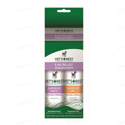 Засіб для очищення вух собак Vet's Best Ear Relief Wash, 2 флакони по 118 мл