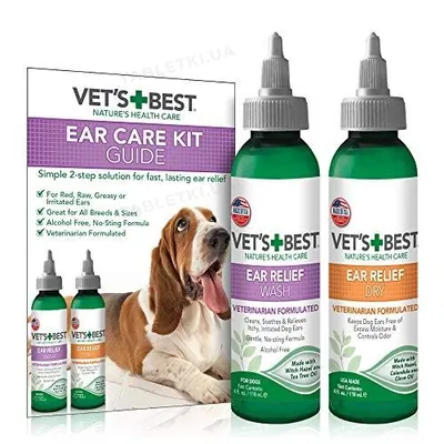Засіб для очищення вух собак Vet's Best Ear Relief Wash, 2 флакони по 118 мл