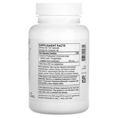 Фітосоми Куркуміну Thorne Research Curcumin Phytosome 500 мг, 120 капсул