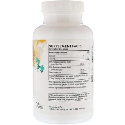 Омега-3 с коэнзимом Q-10 Thorne Research Omega-3 w/CoQ10, 90 капсул